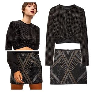 🆕H&M Top + Mini skirt with studs